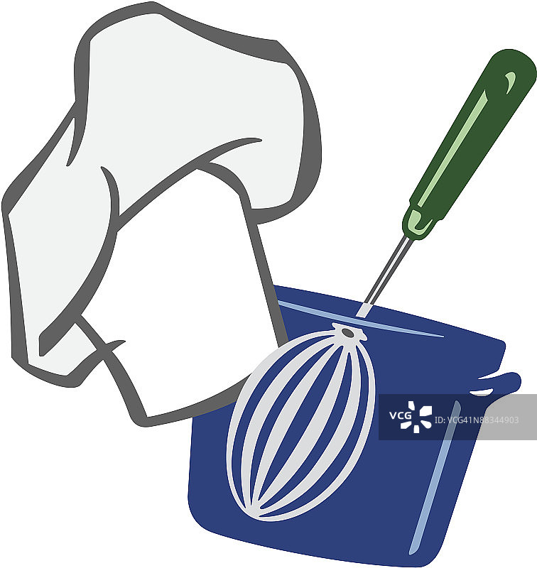 厨师帽、搅拌器和水壶矢量素材图片素材