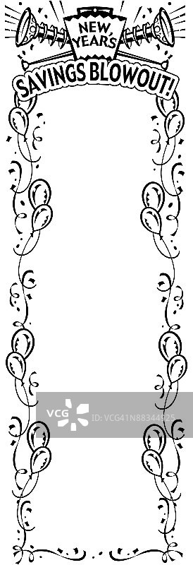 新年促销主题边框（气球和彩带）图片素材