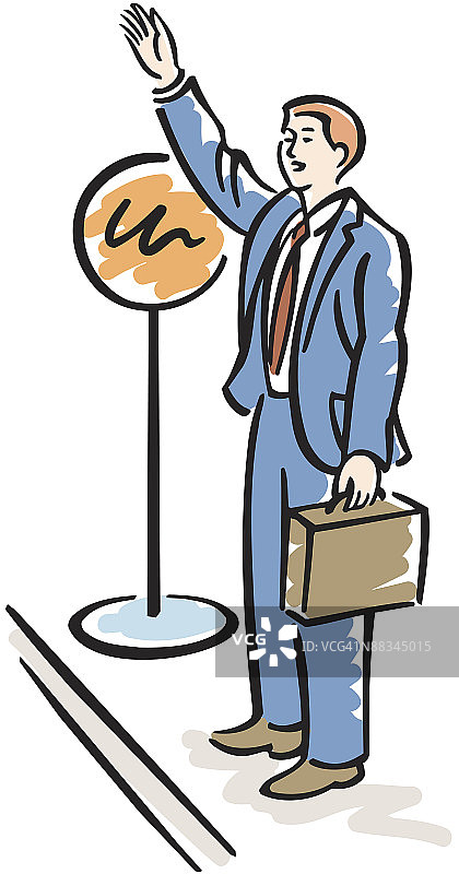 男人招手打出租车图片素材