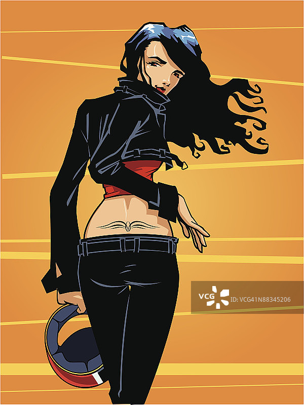 时尚的骑车女郎图片素材