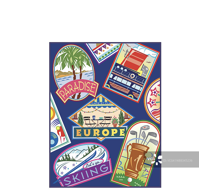旅行贴纸封面设计：滑雪之旅图片素材
