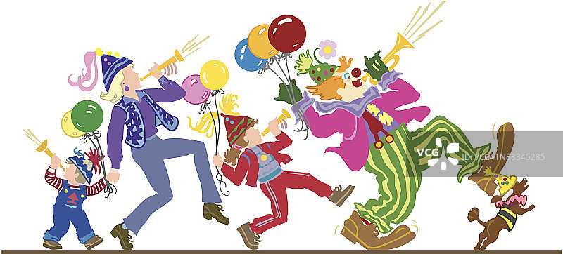 母亲和孩子们庆祝新年图片素材