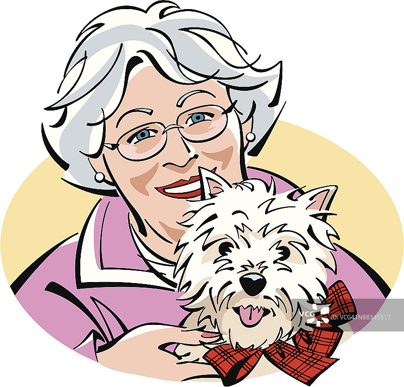 与狗在一起的年长女性图片素材