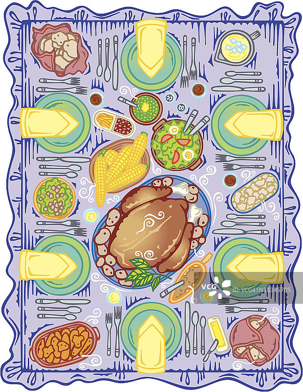 感恩节餐桌俯视纹理图片素材