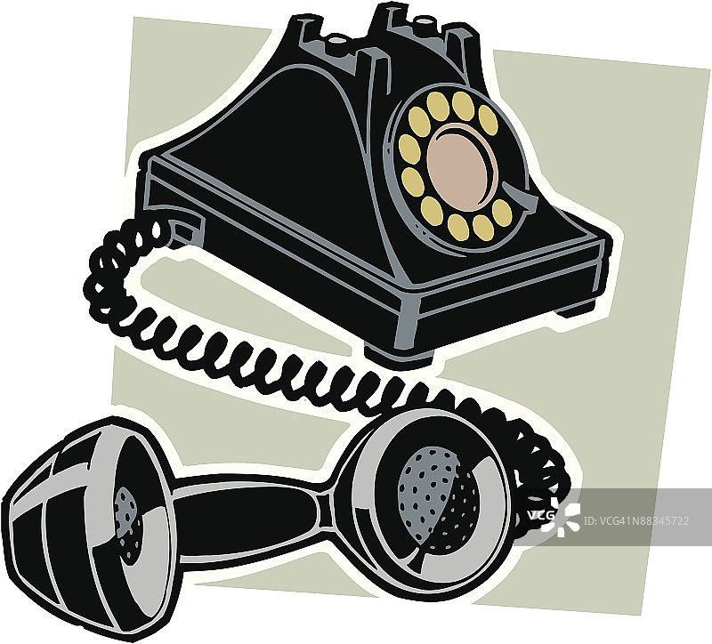 老式电话，听筒脱落，彩色分组元素图片素材