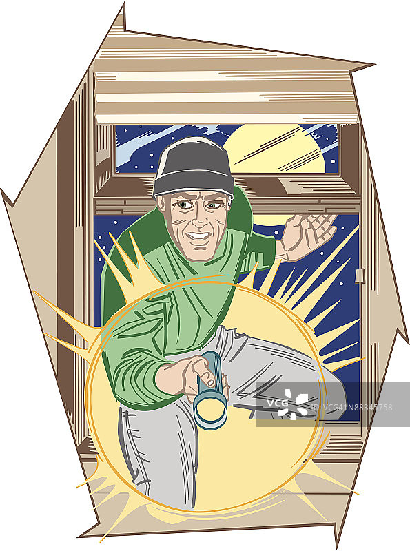 窃贼破窗而入，保护您的家人图片素材