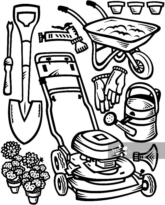 园艺纹理（另有彩色版本，050C9811）图片素材