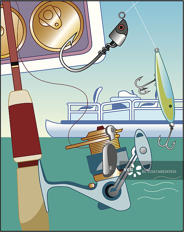 钓鱼蒙太奇，彩色，分组元素图片素材