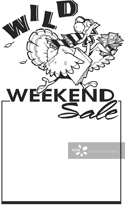 标题：边框，狂野周末促销，奔跑的火鸡图片素材