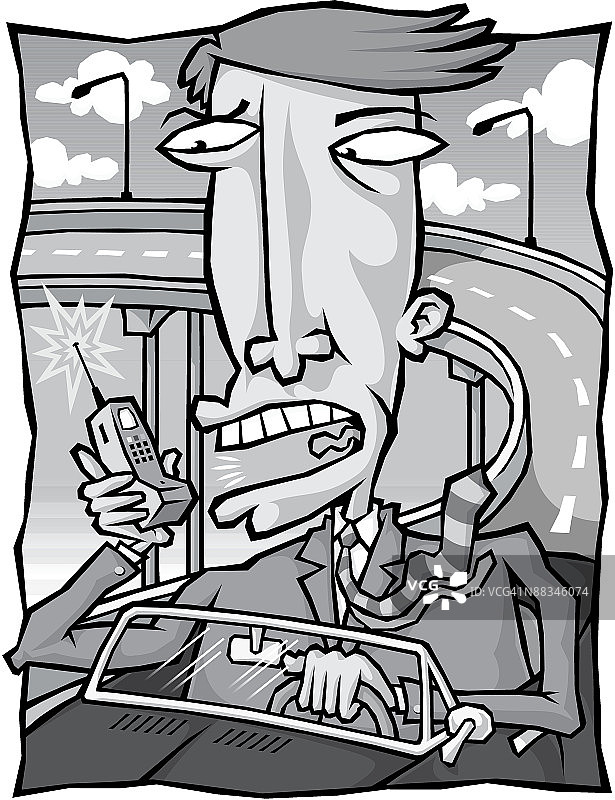 在高速公路上使用手机的男人图片素材