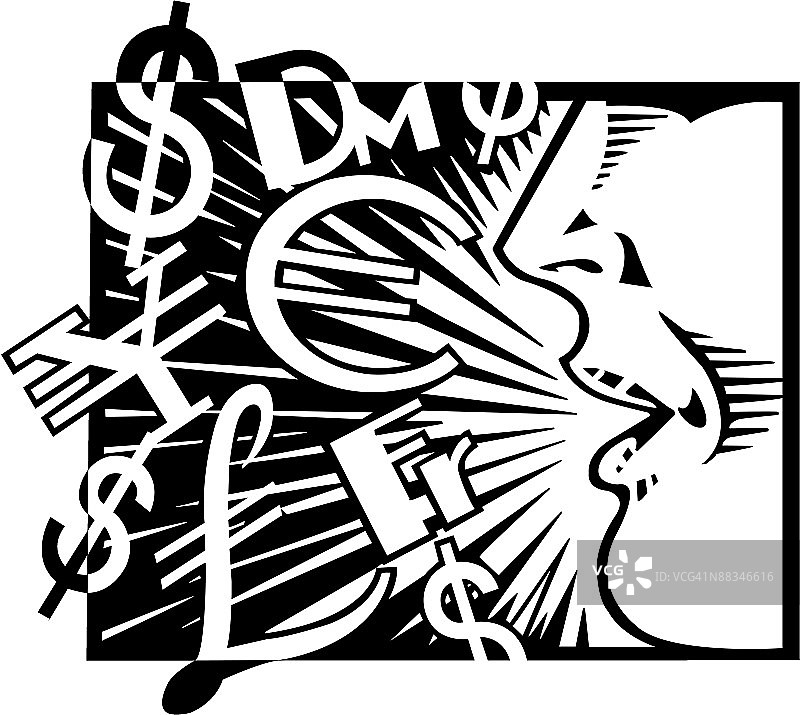 从女人嘴里出来的国际货币符号，分组元素图片素材