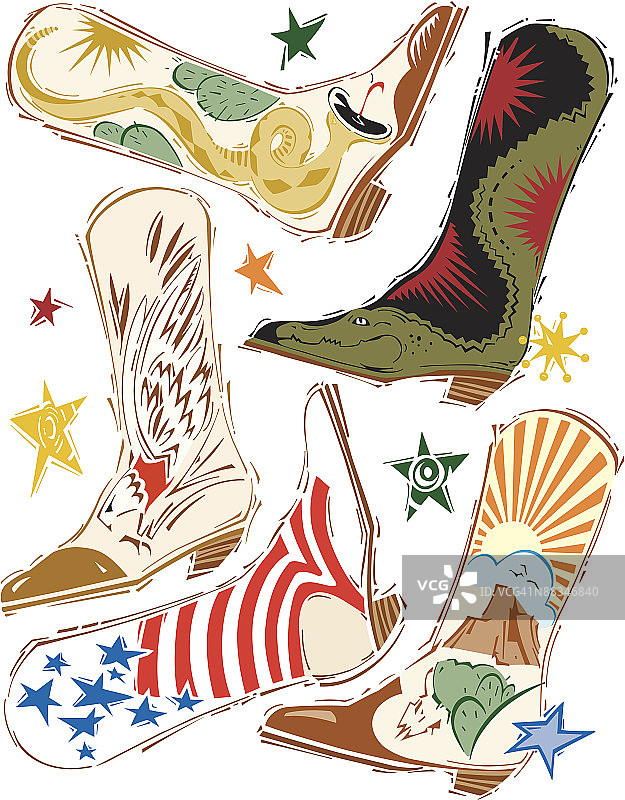 各式靴子彩色插画图片素材