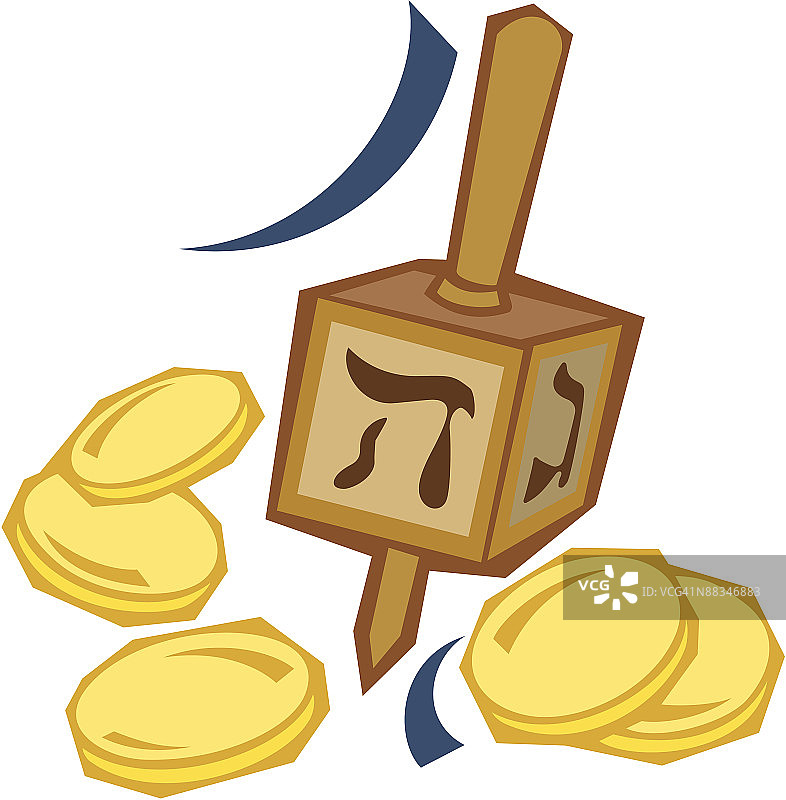 陀螺金币彩色插画，版本5，“节日快乐”季节问候图片素材