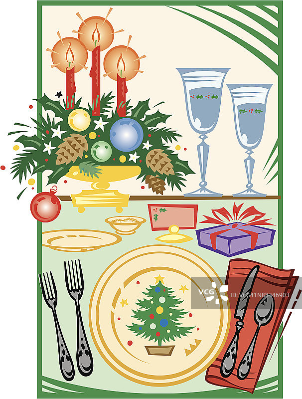 圣诞餐桌布置图片素材