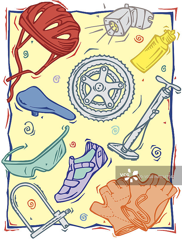 自行车组图：准备骑行，安全第一图片素材