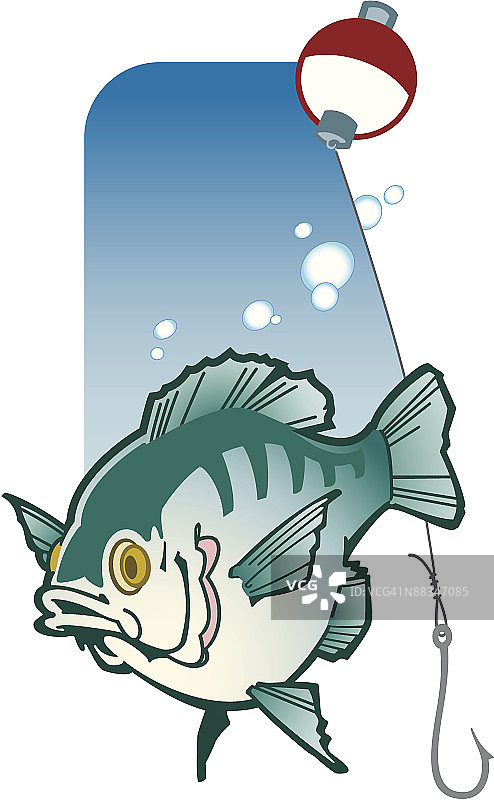 鱼和鱼钩插画：海底一条毫无戒心的鱼图片素材