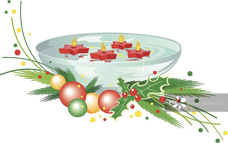 带有漂浮蜡烛的碗，颜色，分组元素图片素材