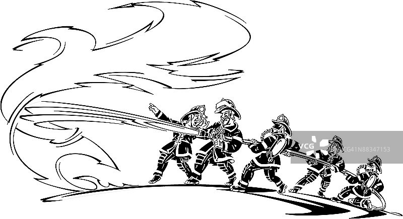 消防员扑灭大火（组合元素）图片素材