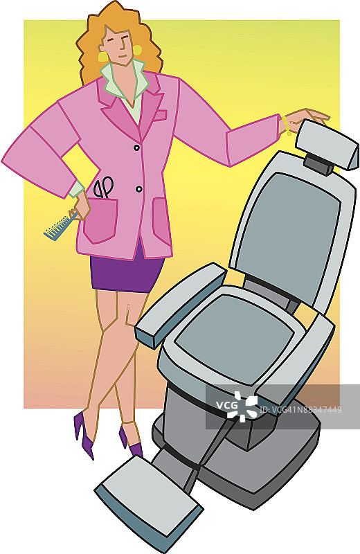 发型师站在理发椅旁图片素材