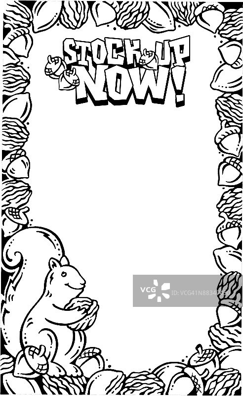 边框标题：立即购买，松鼠和坚果图片素材