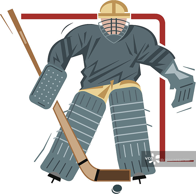 冰球守门员彩色分组元素图片素材