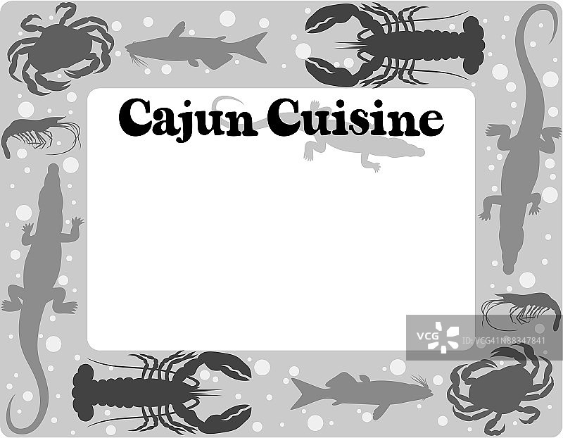 卡津美食标题边框与南方料理广告框图片素材