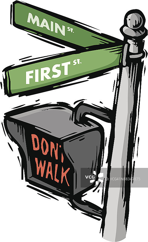 人行横道信号灯，禁止通行，主街，第一街，彩色图片素材