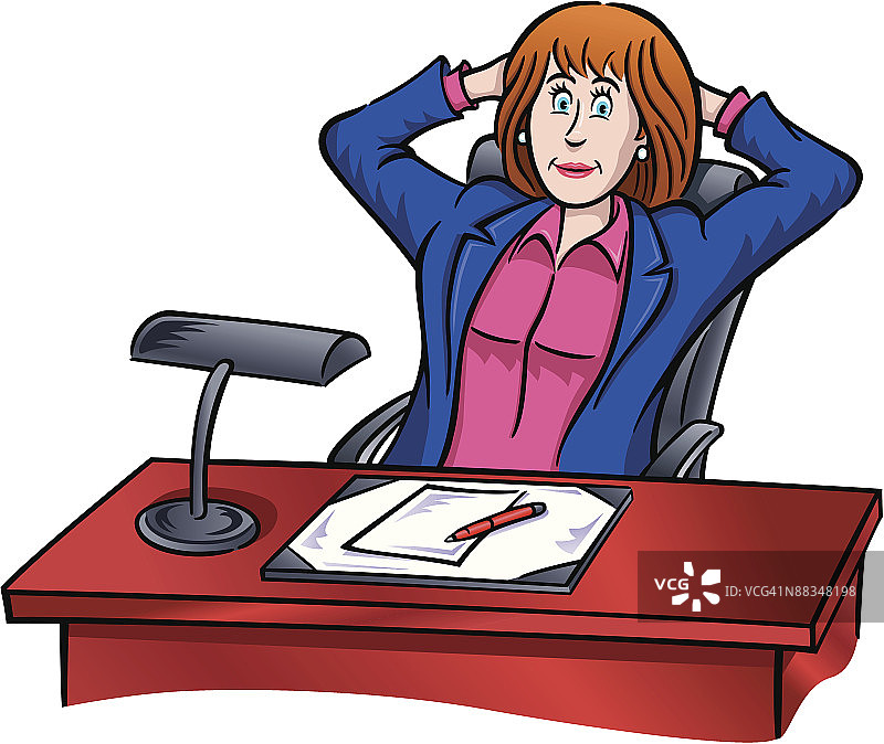 女商人在办公桌旁放松图片素材