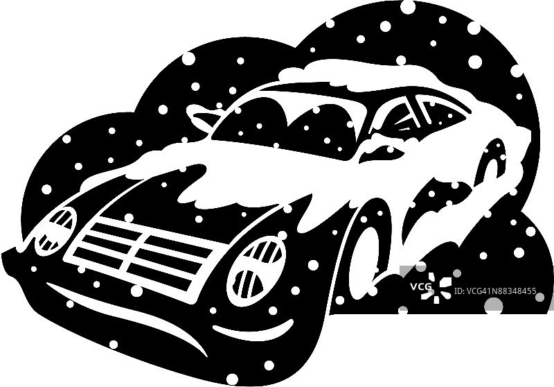 部分被积雪覆盖的汽车图片素材