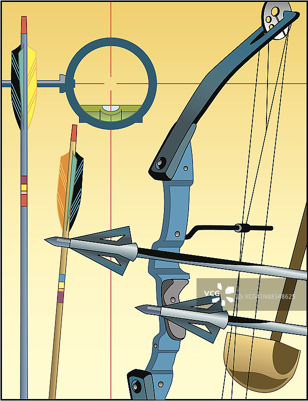 射箭蒙太奇，彩色，分组元素图片素材