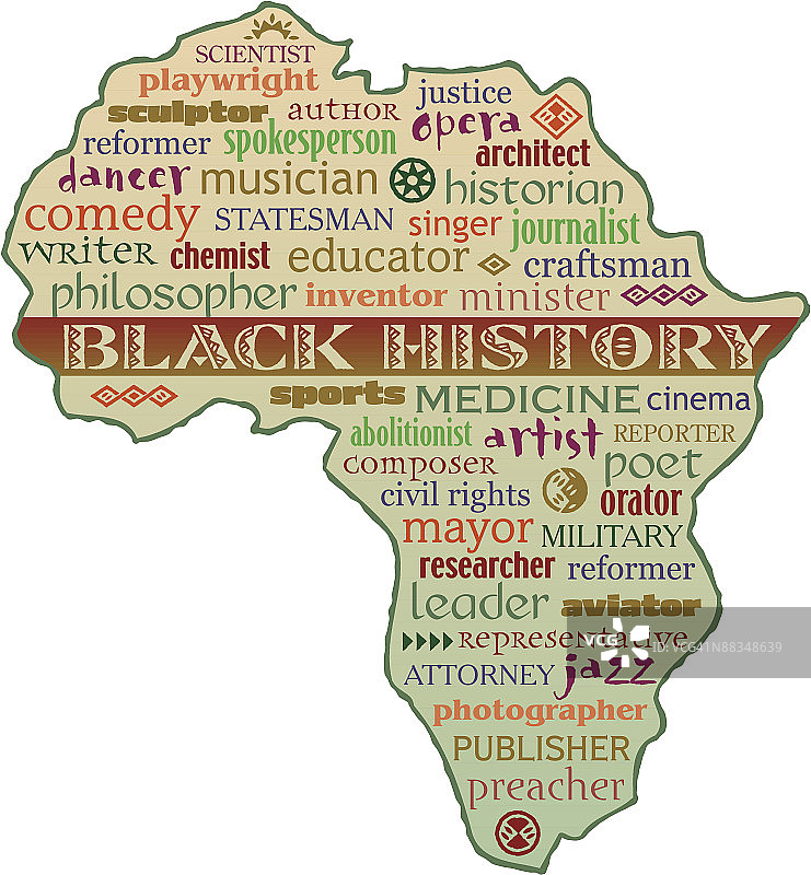 黑人历史月，非洲地图“颜色图片素材