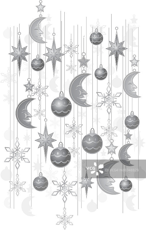 圣诞饰品黑白灰纹理元素图片素材