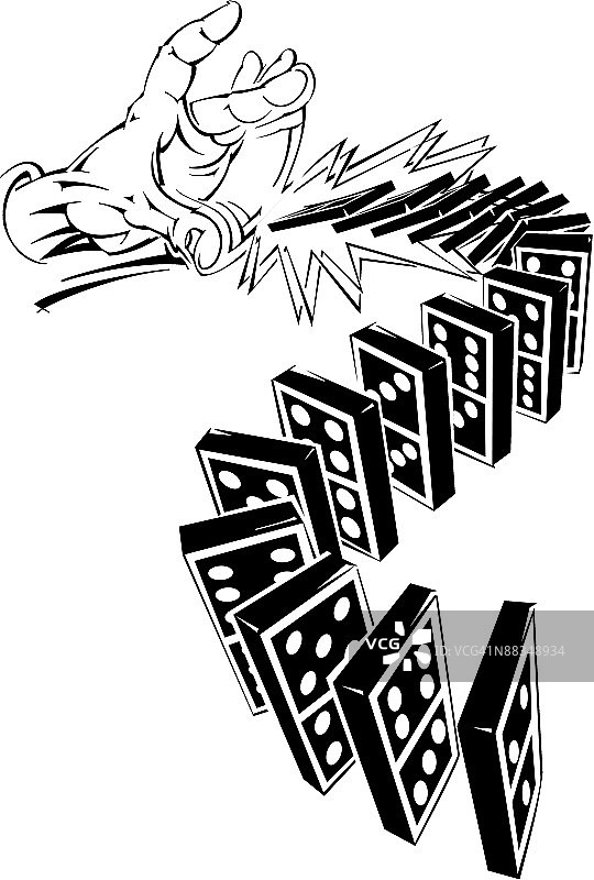 手推倒多米诺骨牌图片素材