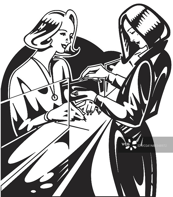 女人正在银行存款图片素材