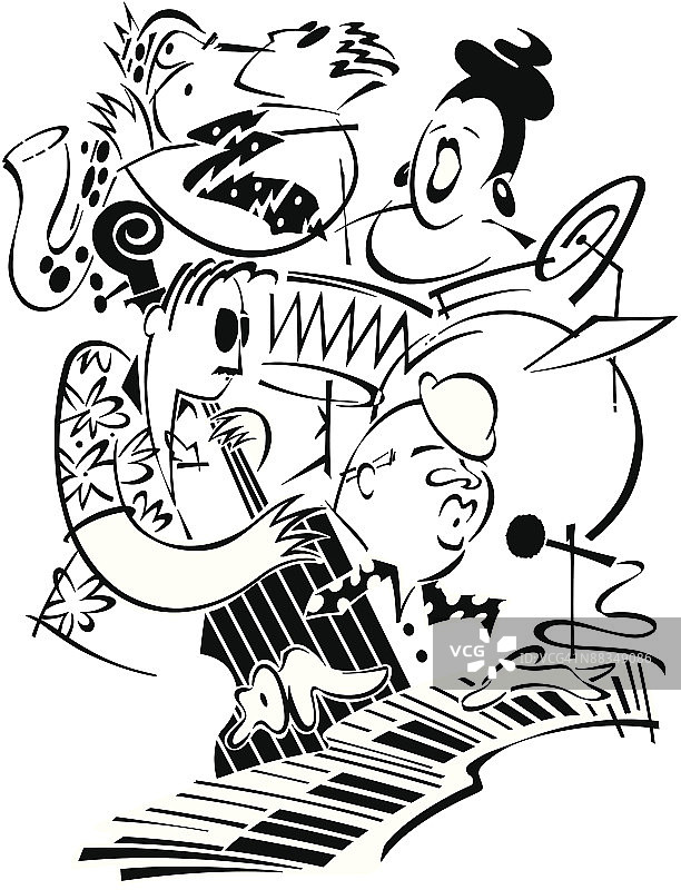 爵士乐手和乐器分层素材图片素材