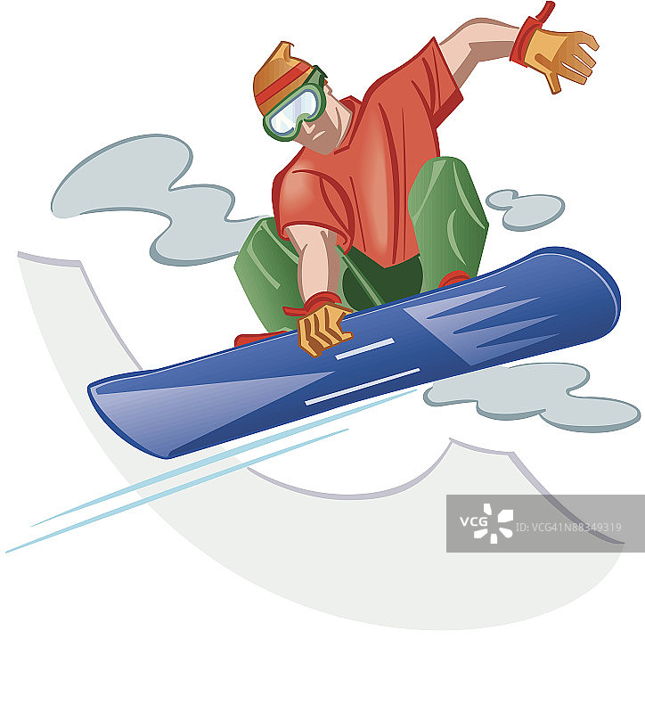 空中滑雪者彩色分层图图片素材