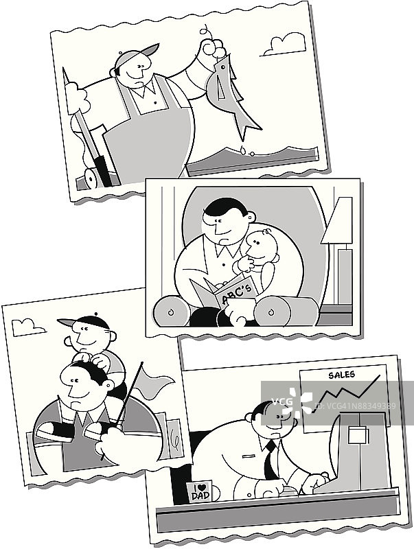 父亲节：爸爸的四张照片图片素材