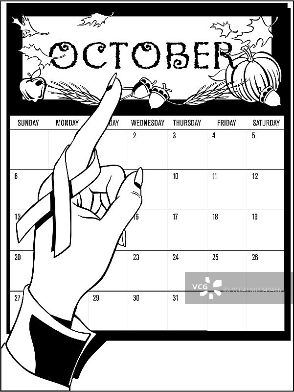 乳腺癌防治宣传十月日历图片素材