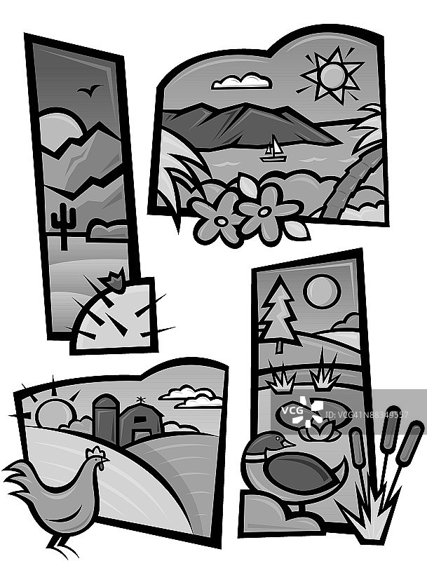 旅行蒙太奇分层灰度：我们该去哪里？不要错过景点图片素材