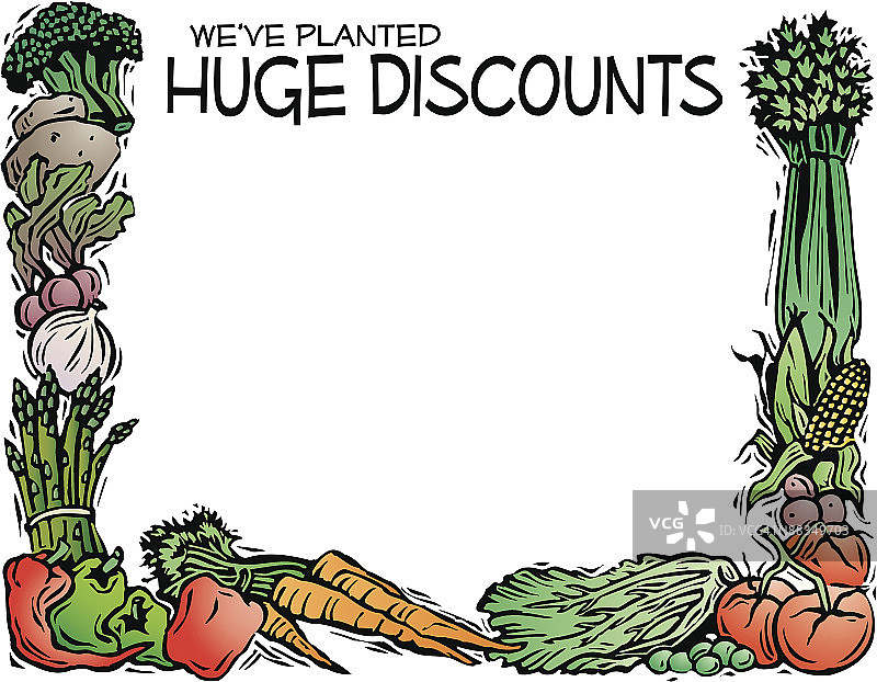 蔬菜巨幅折扣促销标题边框（彩色）图片素材