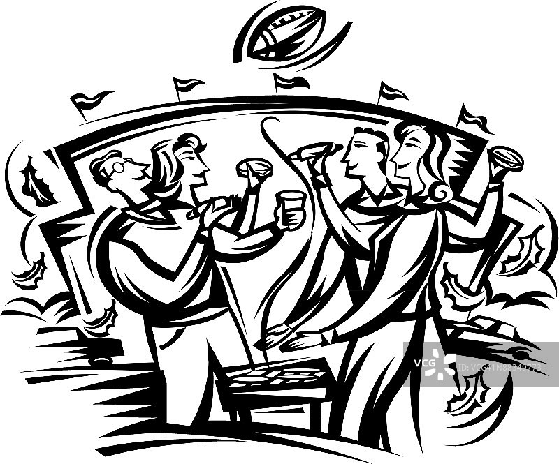 人们在足球场外参加户外聚会，感受足球热图片素材