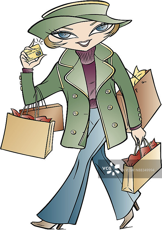 白人女子购买圣诞商品图片素材