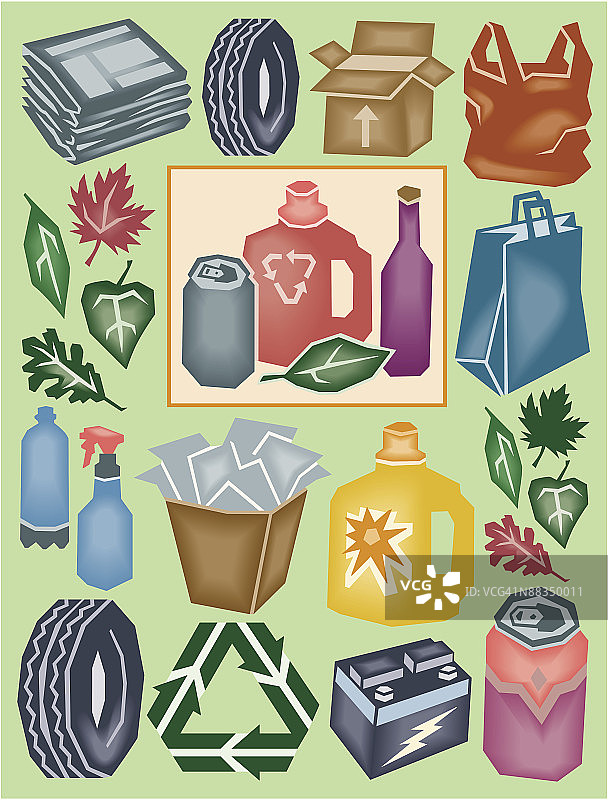 回收蒙太奇颜色Illustrator Ver. 5分层不要扔掉它拯救地球-回收。图片素材