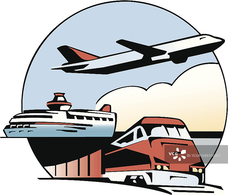 交通运输彩色蒙太奇图片素材