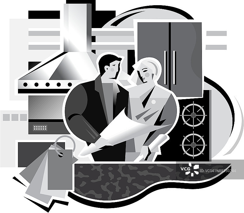 现代厨房设计蒙太奇图片素材