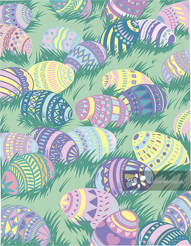 草地上的鸡蛋纹理彩色图片素材