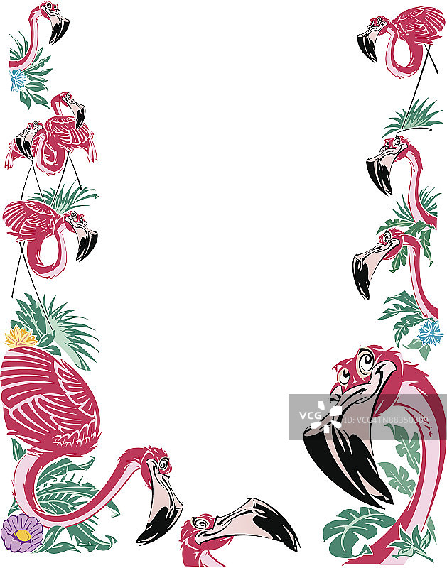 塑料火烈鸟边框（彩色）图片素材