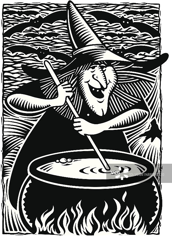 女巫搅拌大锅分层素材（彩色版也有提供）图片素材