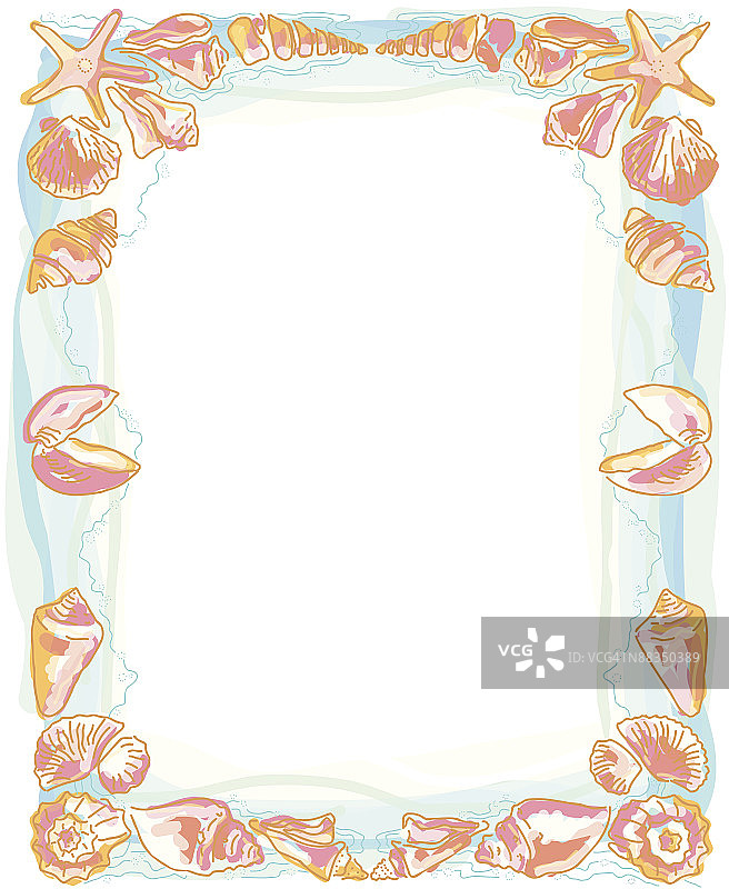 贝壳分层边框（另有灰度版本，053_9804）图片素材