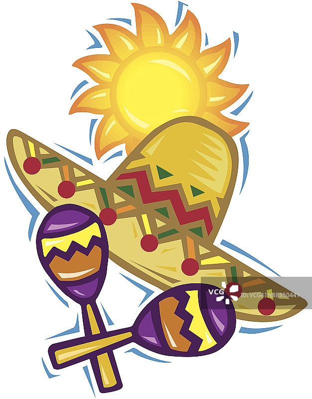 墨西哥物品彩色插画师版本3分层节日度假时图片素材